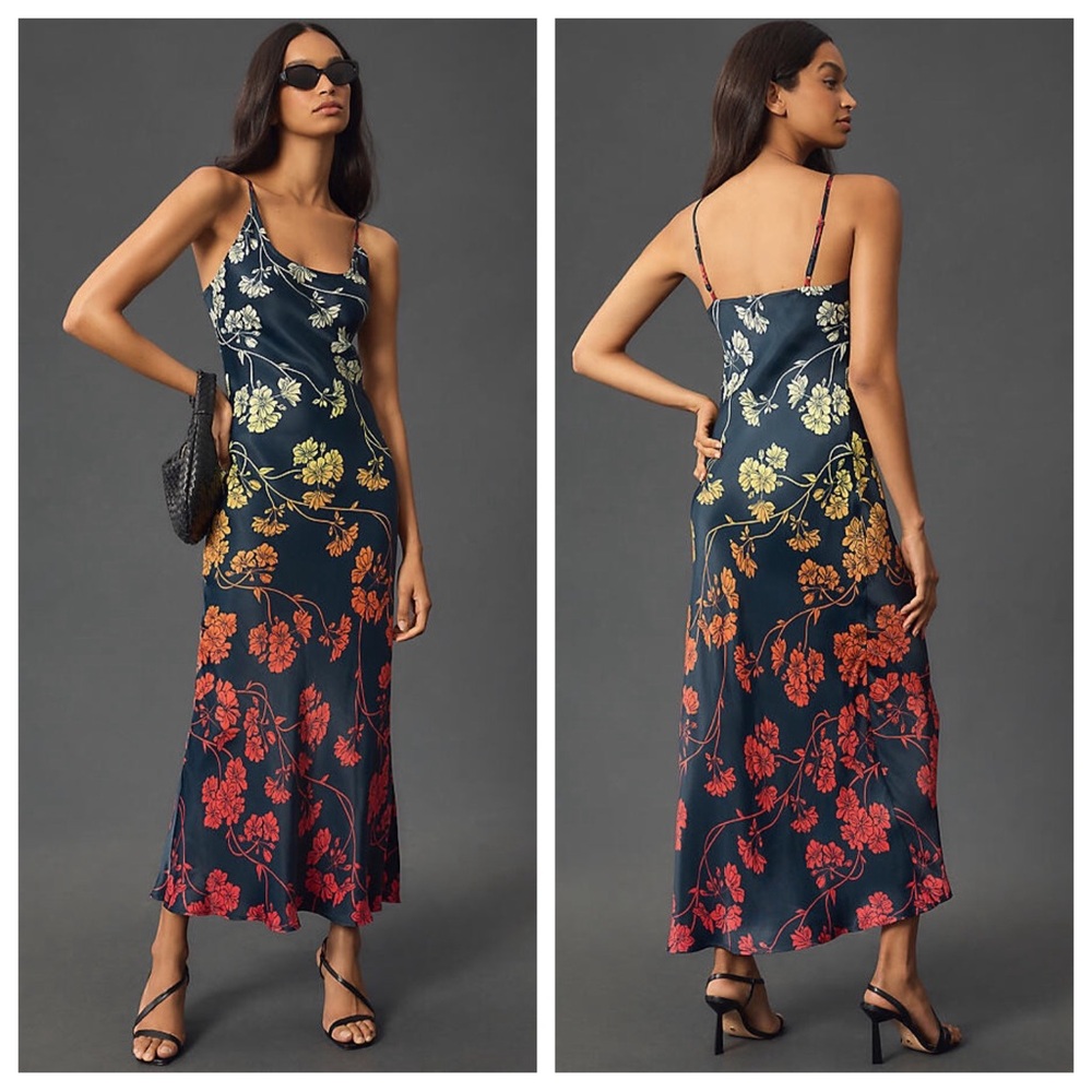 Anthropologie Conditions Apply Elva Slip Midi Dress Floral Print Maxi Dress XS - Picture 9 of 9